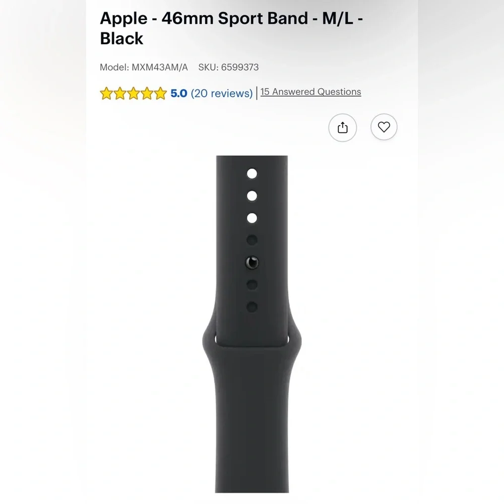New in box Apple black sports watch band 46mm M/L